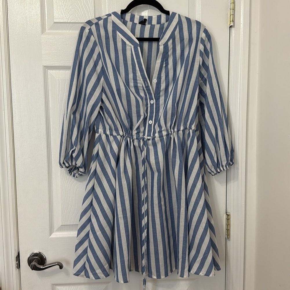 Blue and White Striped Dress